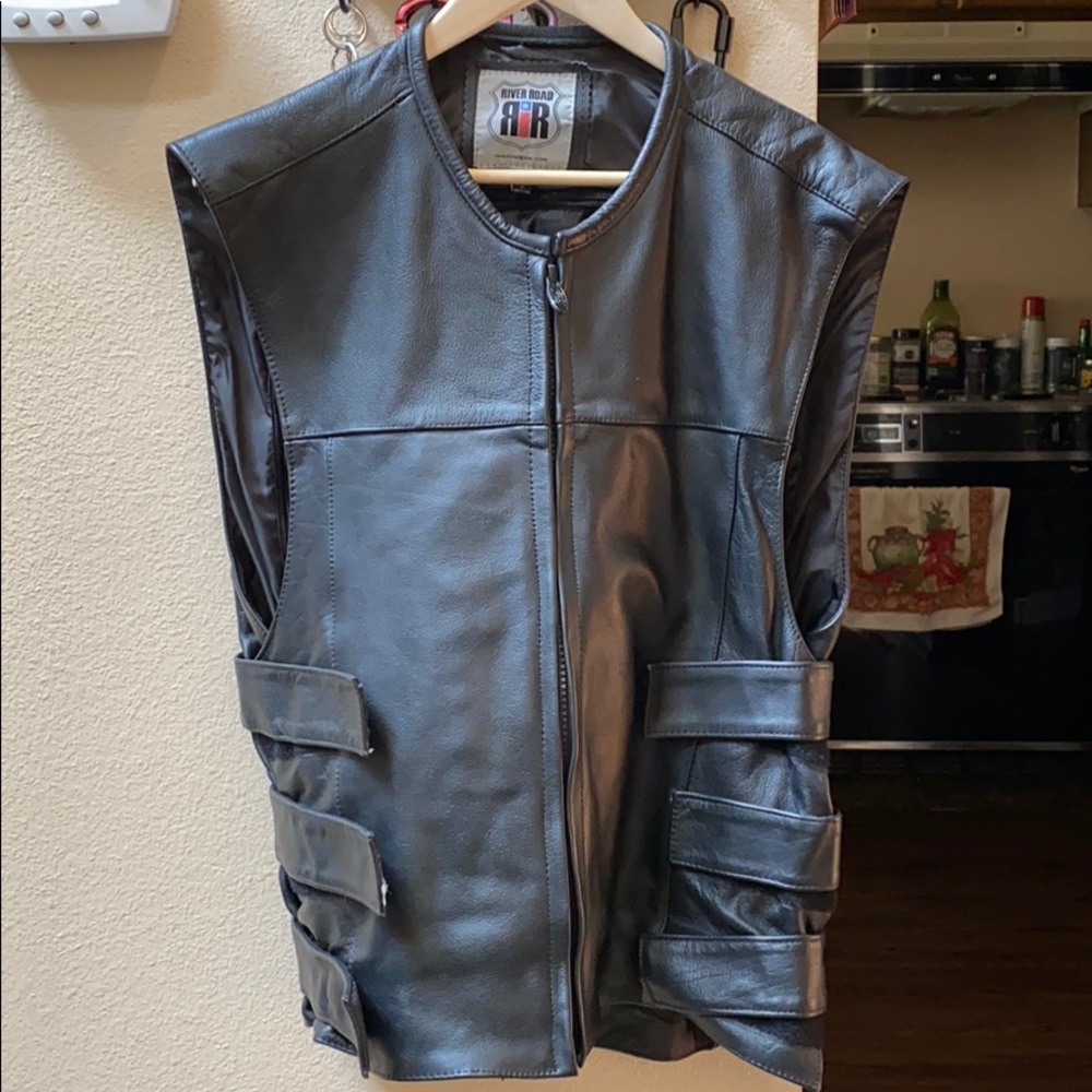 River Road Leather Motorcycle Vest